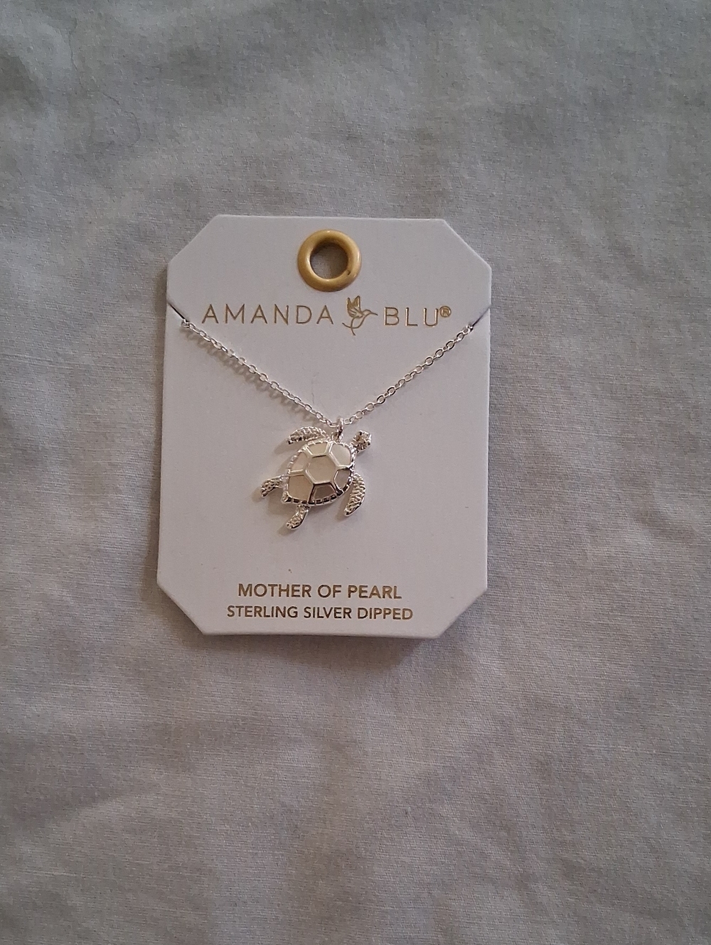 Sterling Silver Dipped Mother of Pearl Sea Turtle Necklace - Silver